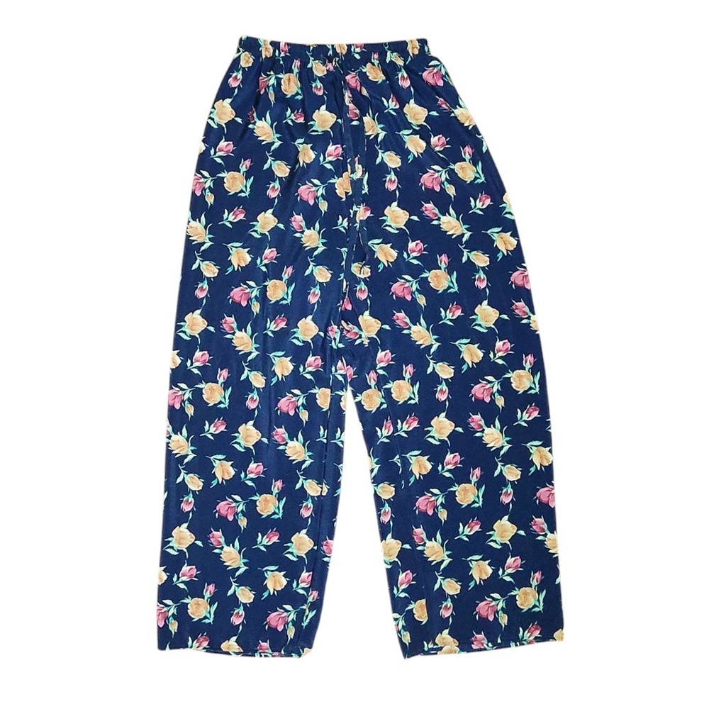 Necessary Objects Pants Womens M Medium Blue Floral Lightweight Vintage Y2K